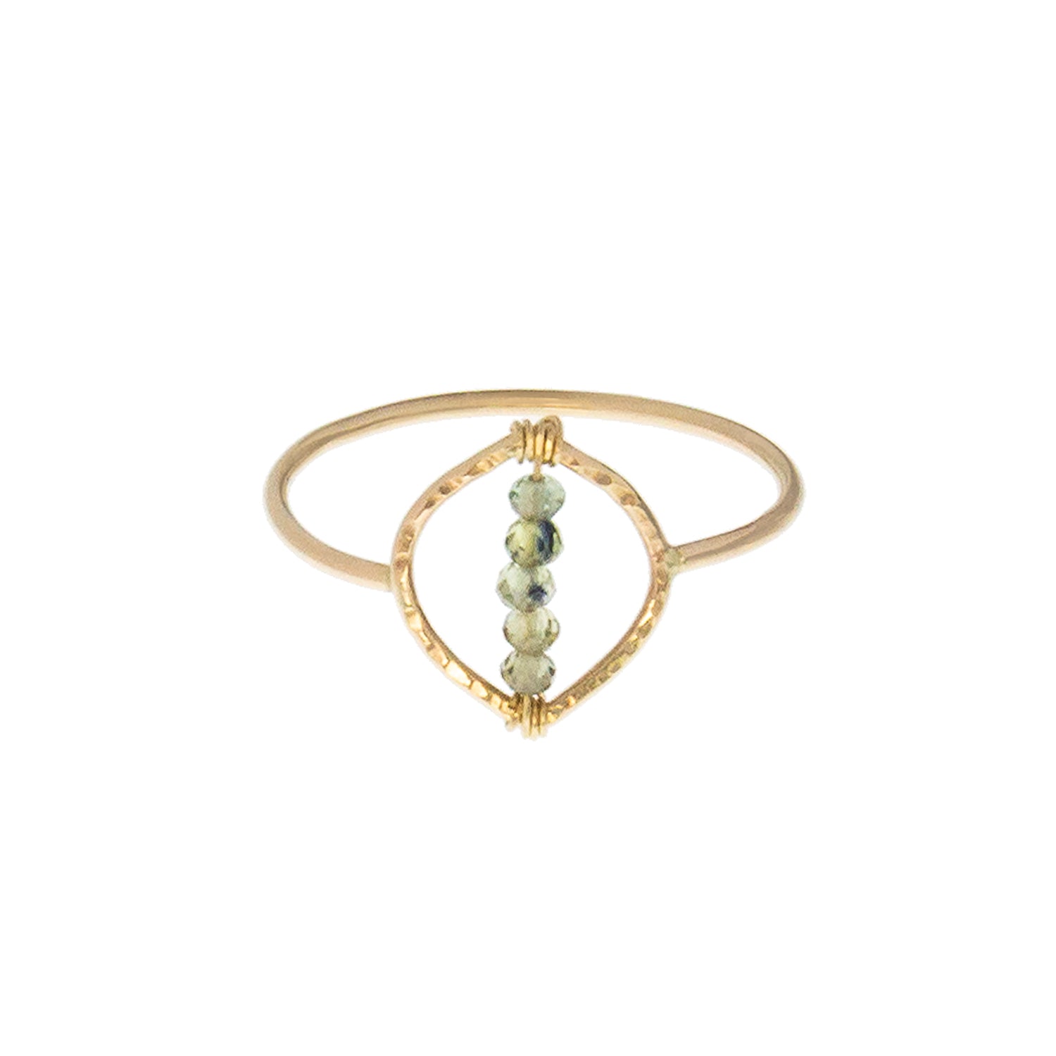 Green Sapphire Leaf Ring