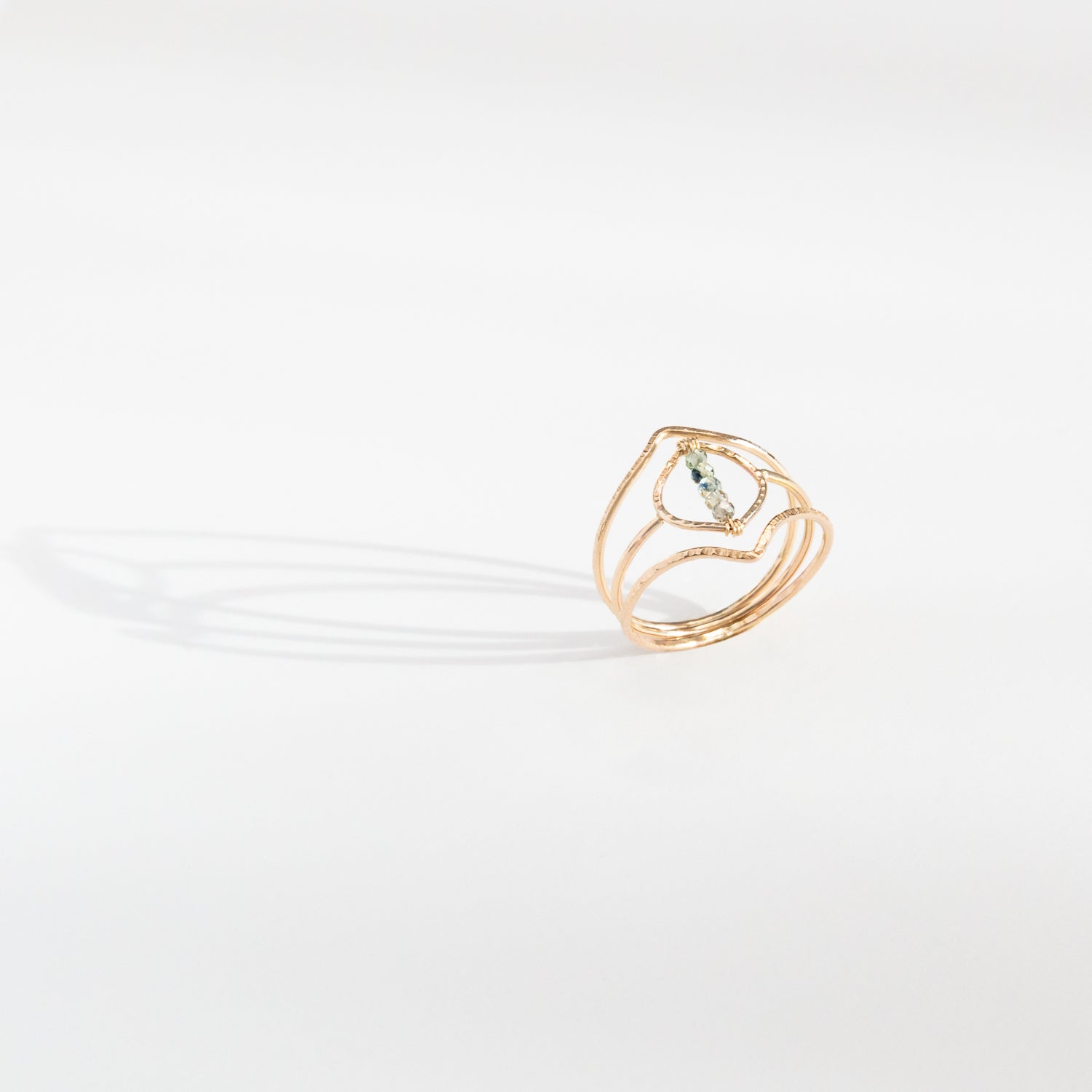 Green Sapphire Leaf Ring