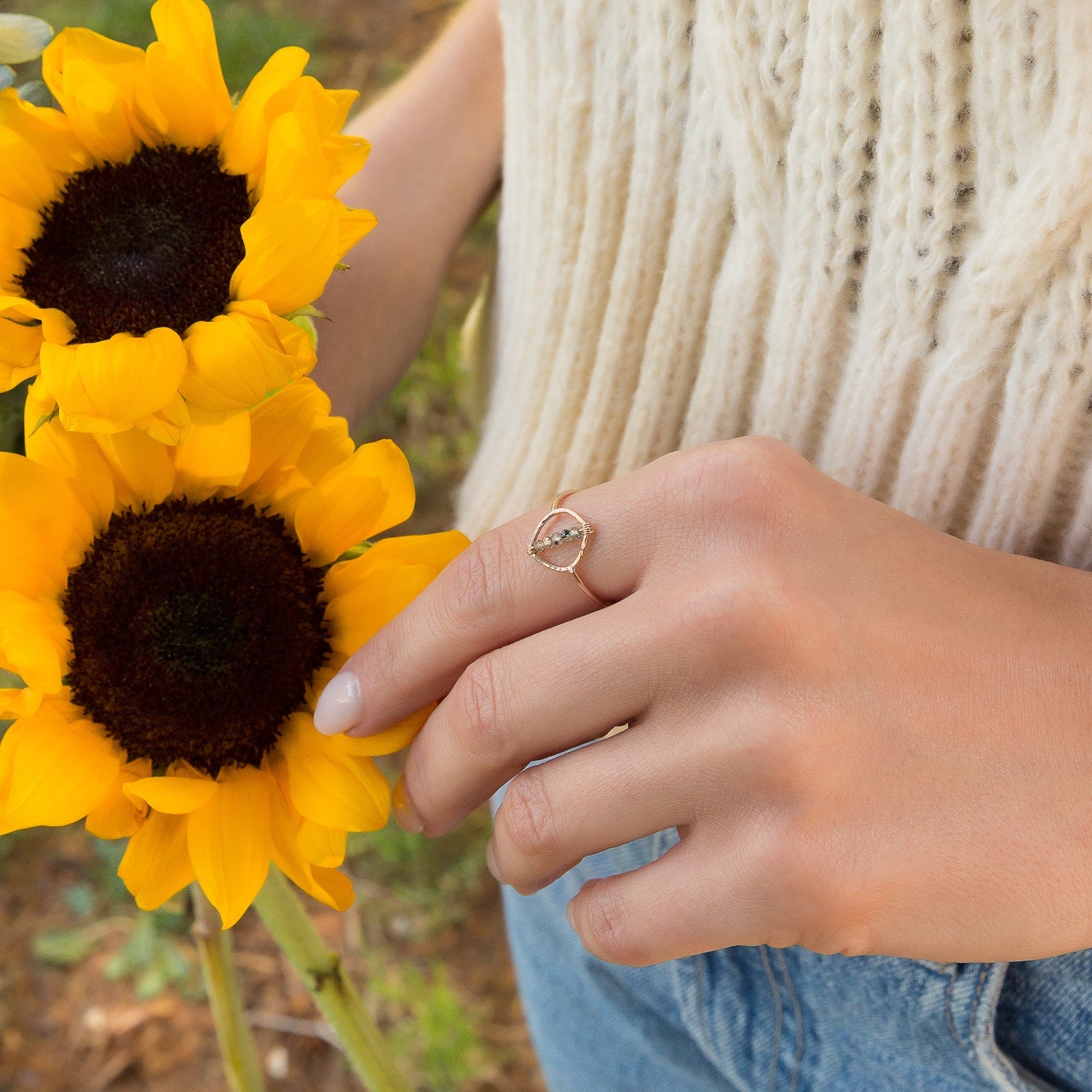 Green Sapphire Leaf Ring