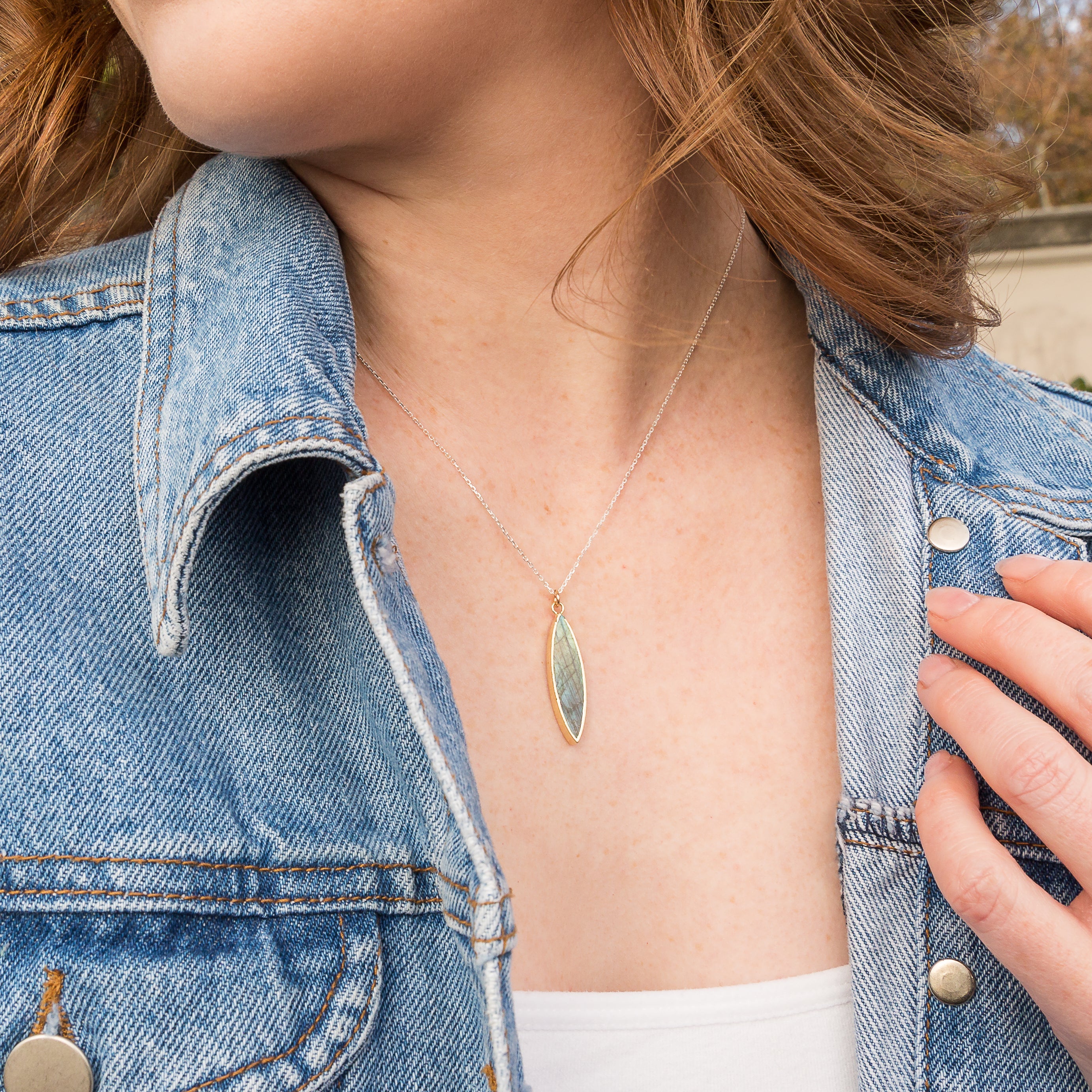 Labradorite Marquise Pendant