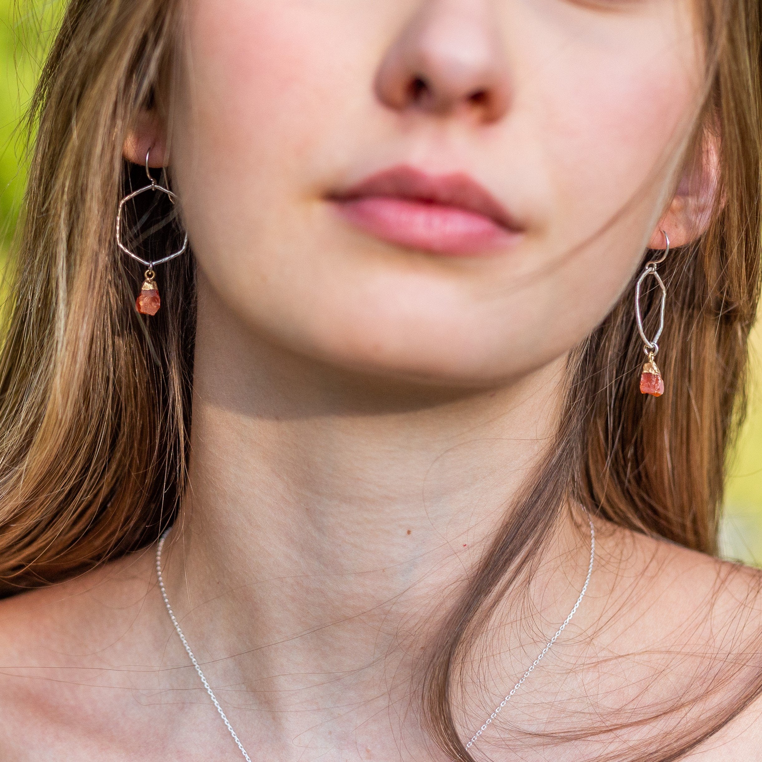 Carnelian Honeycomb Earrings