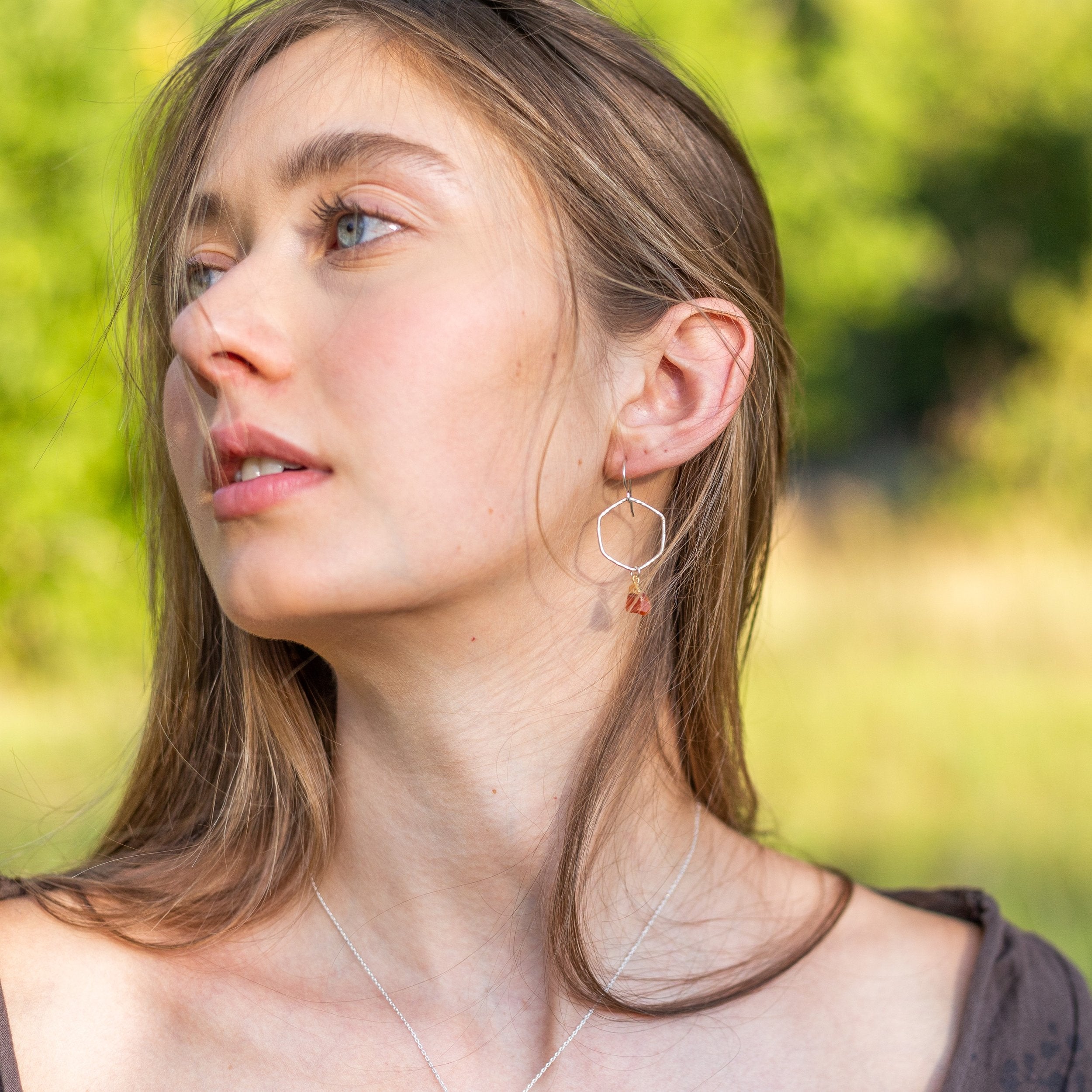 Carnelian Honeycomb Earrings