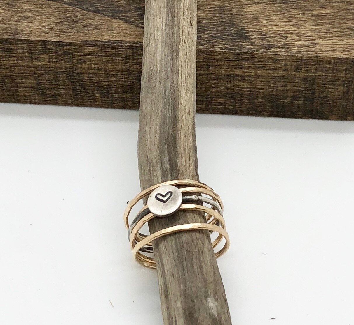 Tiny Heart Stacking Rings Set