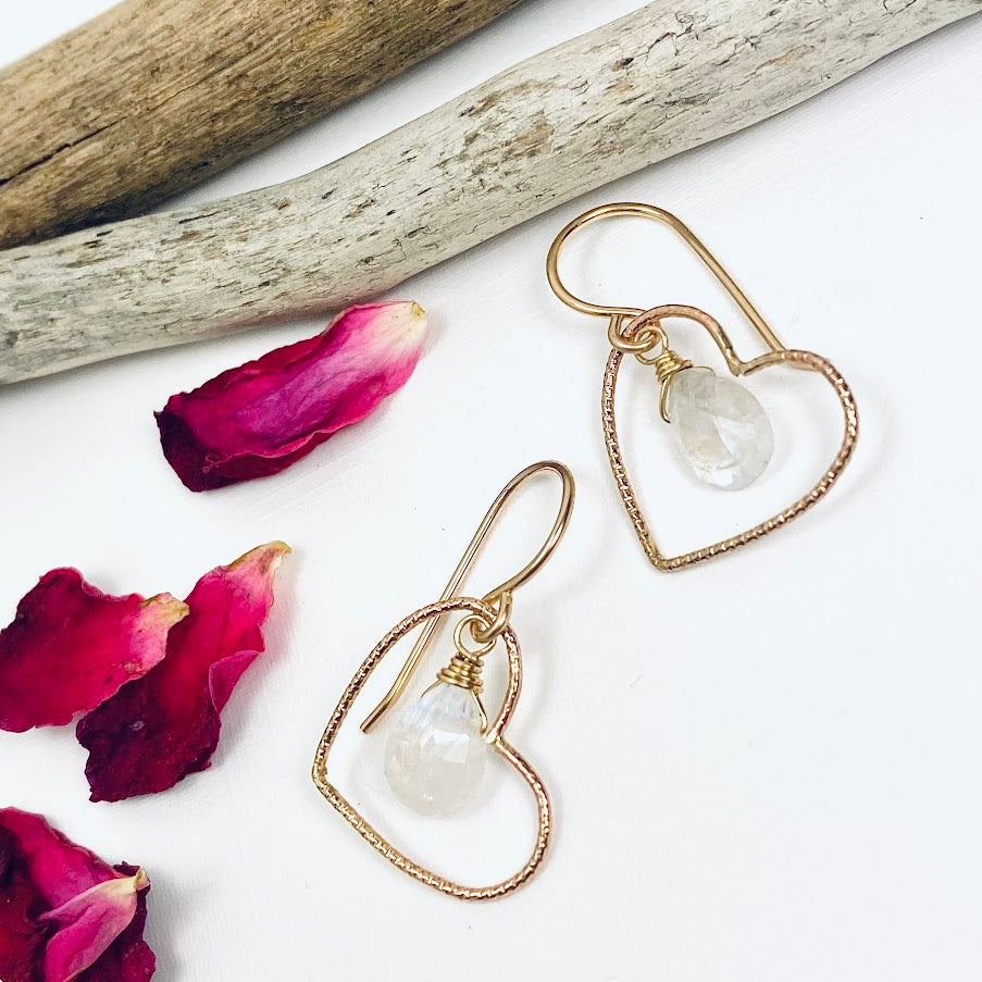 Moonstone Heart Earrings