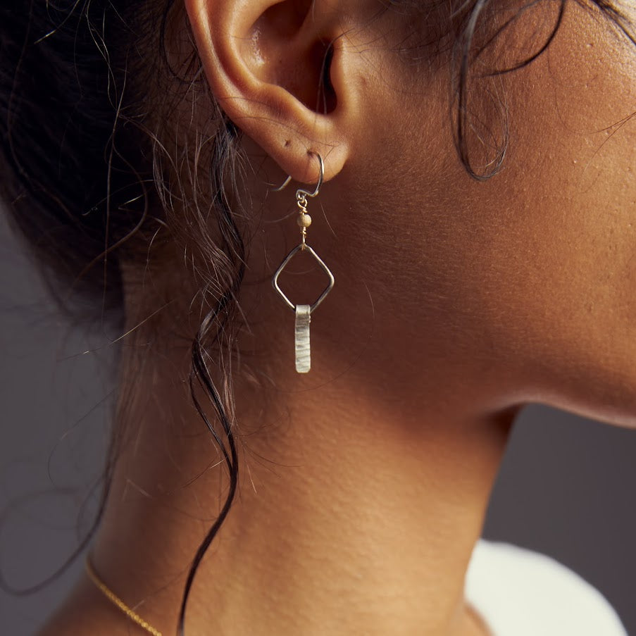 Oxidized Diamond Earrings
