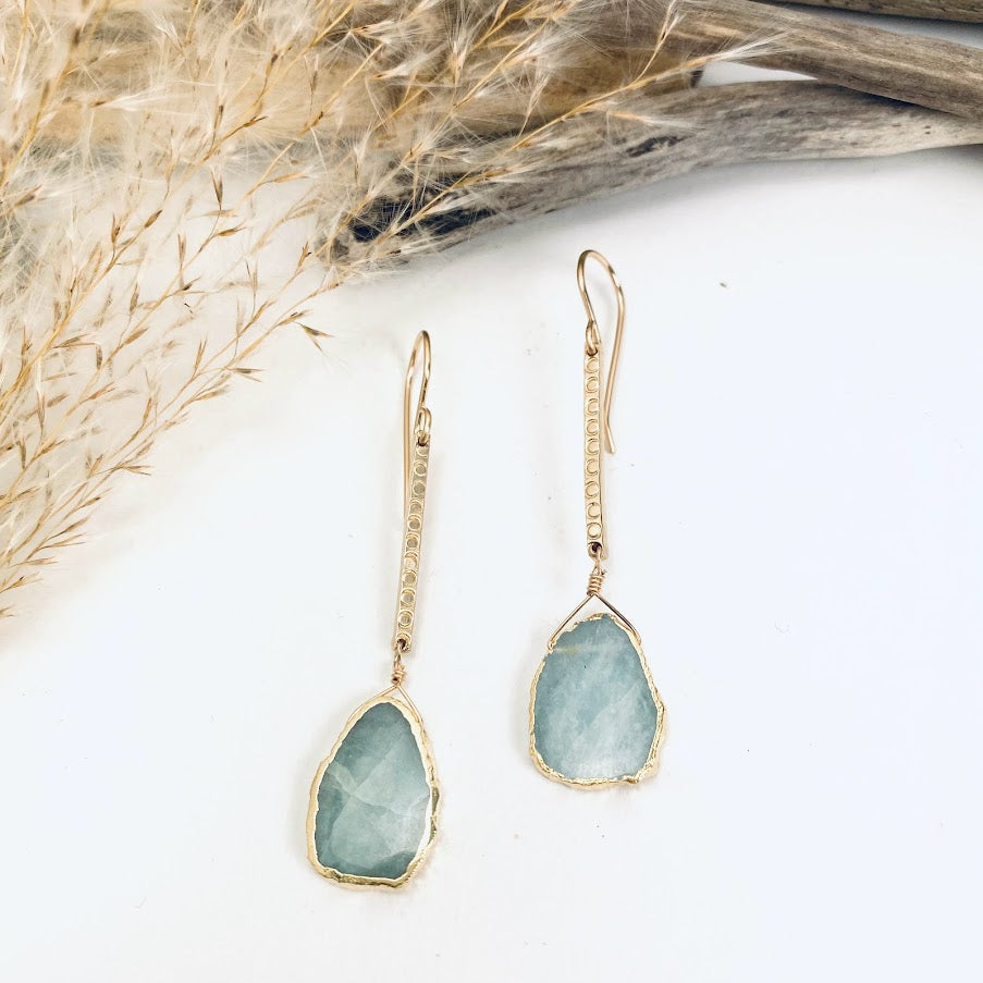 Aquamarine Pillar Earrings