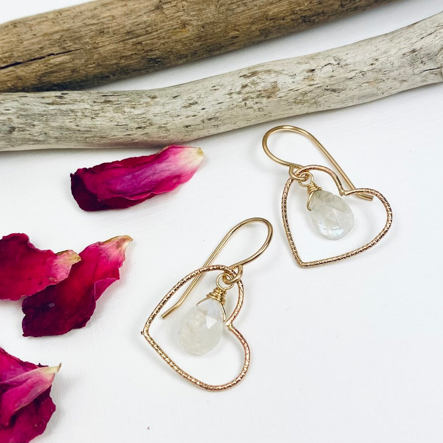 Moonstone Heart Earrings