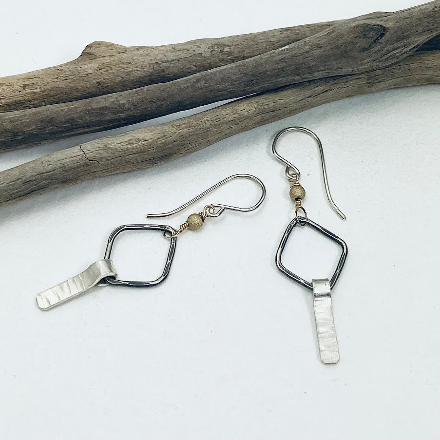 Oxidized Diamond Earrings