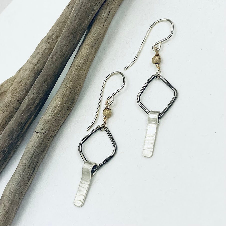 Oxidized Diamond Earrings
