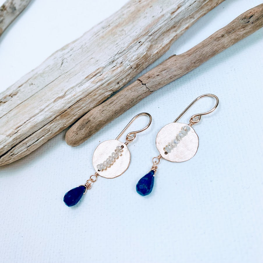 Blue Moon Disc Earrings