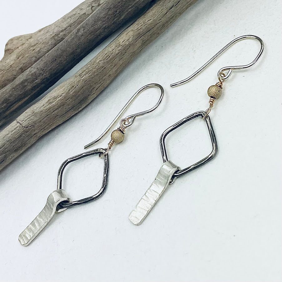 Oxidized Diamond Earrings