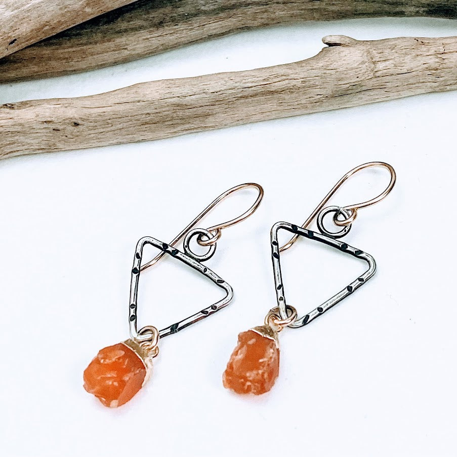 Carnelian Triangle Earrings