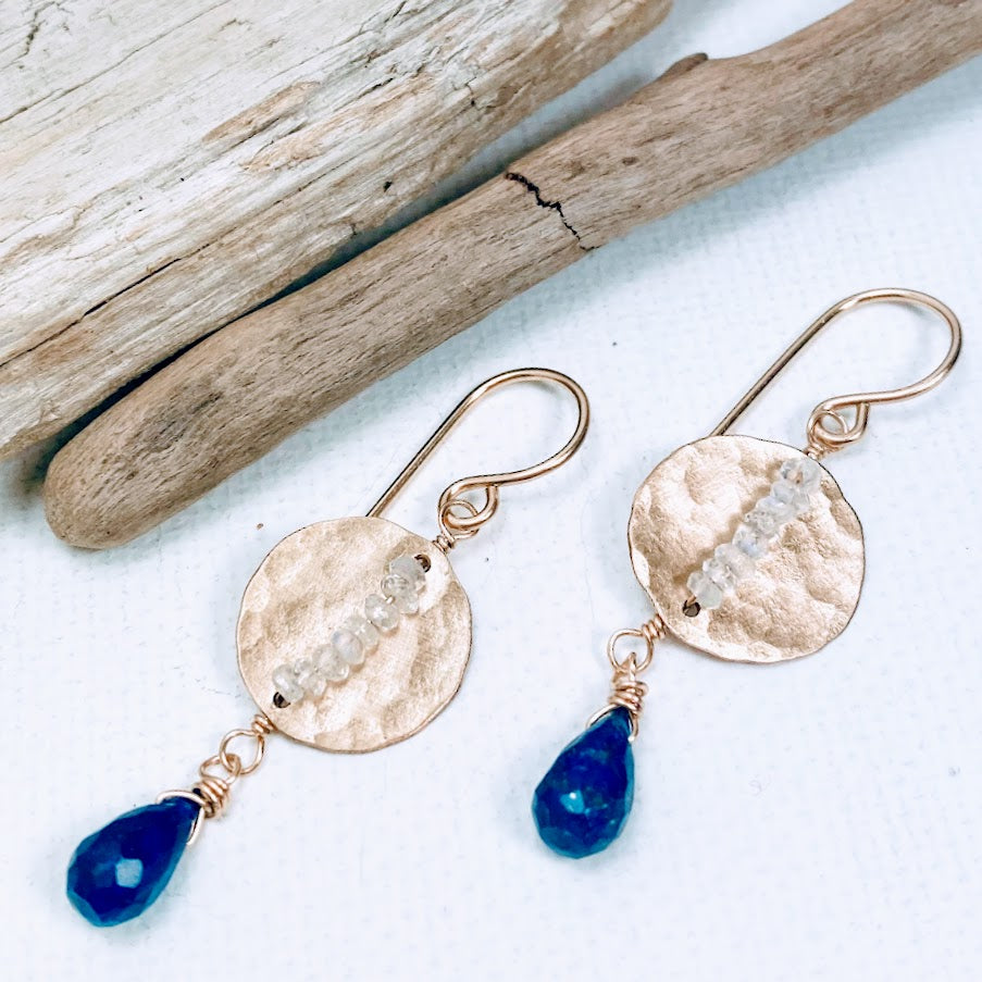 Blue Moon Disc Earrings