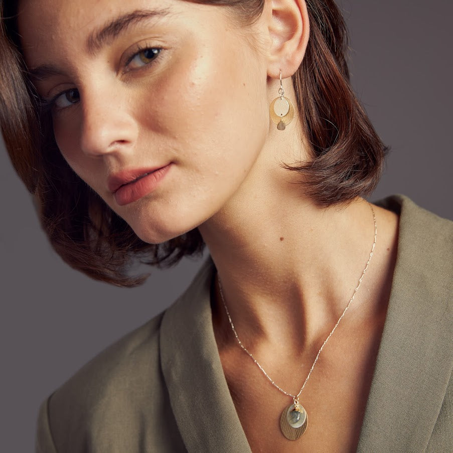 Textured Labradorite Earrings