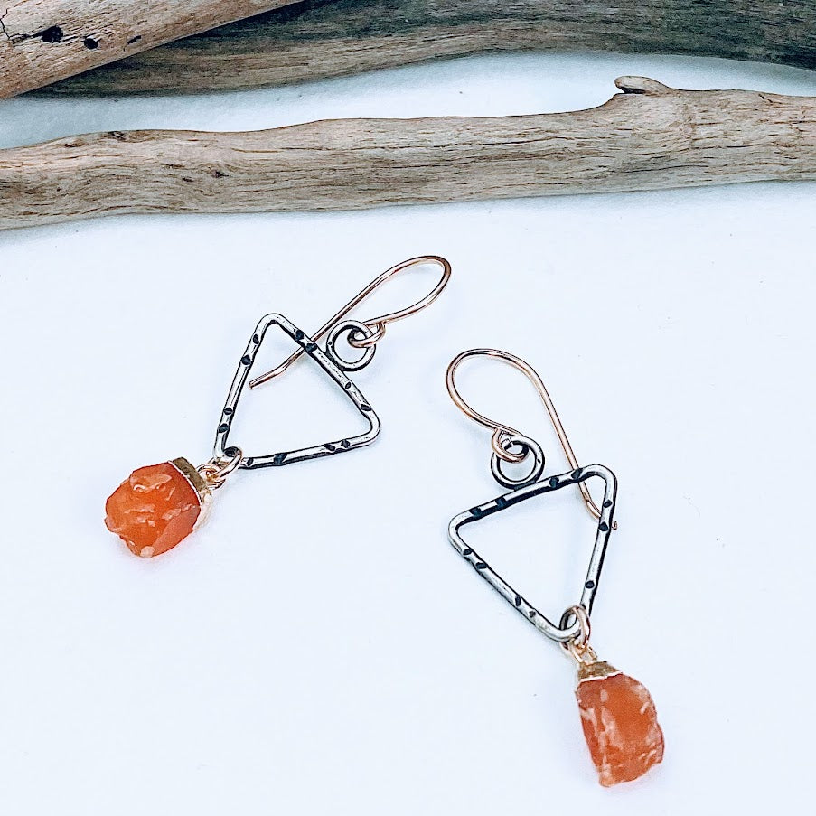 Carnelian Triangle Earrings