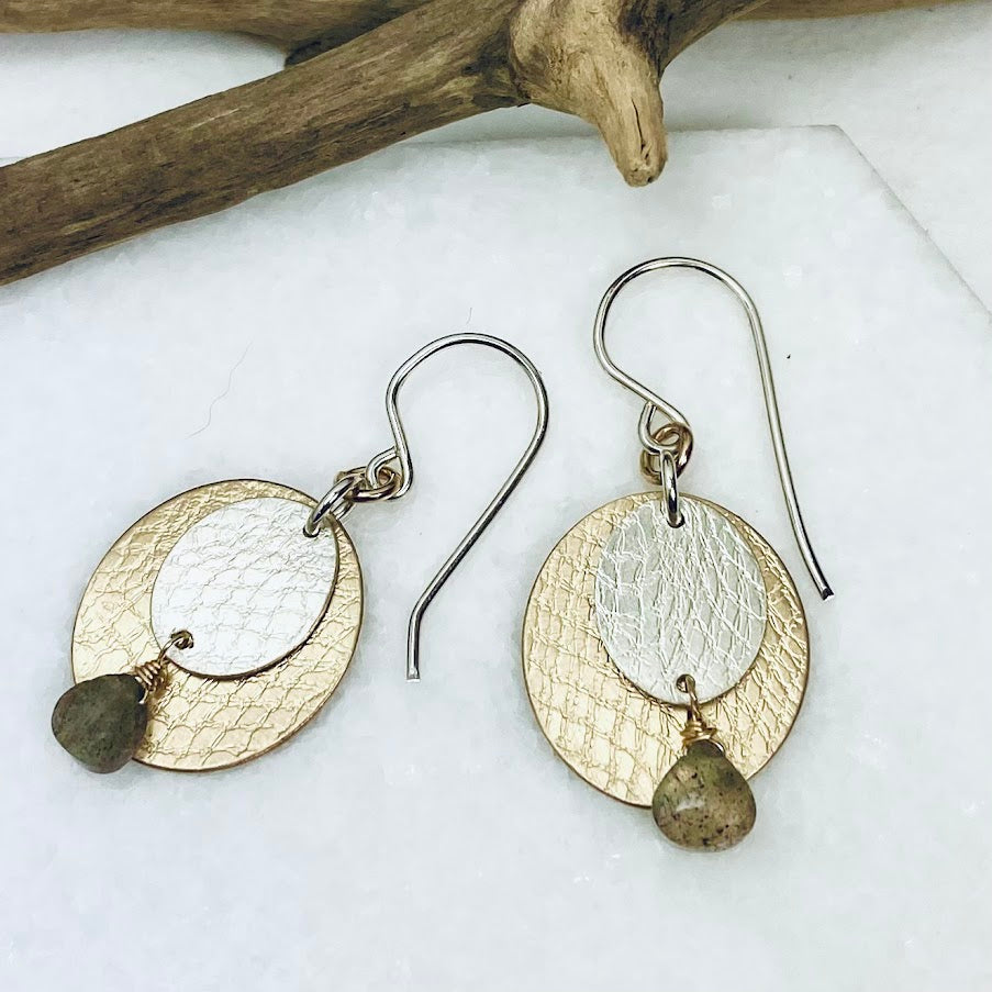 Textured Labradorite Earrings