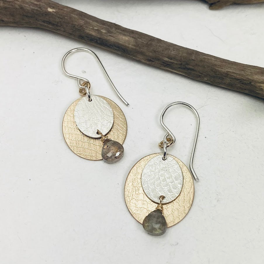 Textured Labradorite Earrings