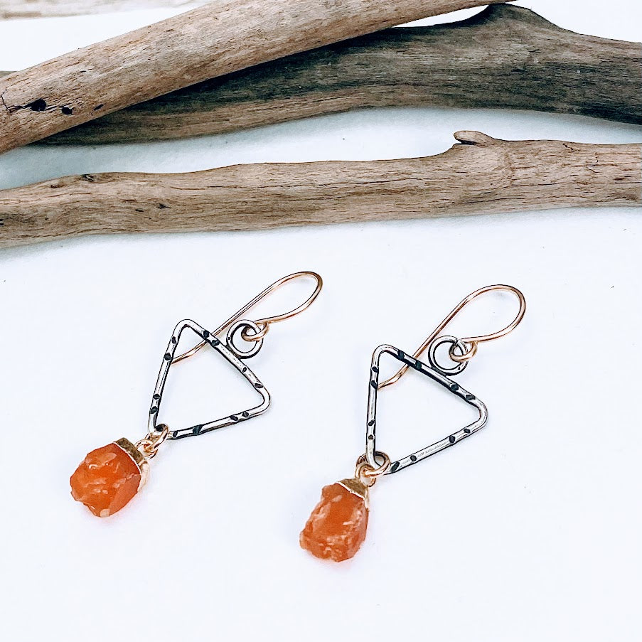 Carnelian Triangle Earrings