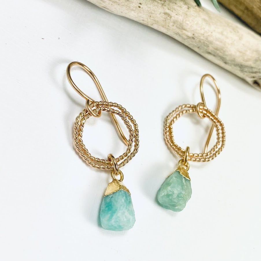 Raw Amazonite Earrings