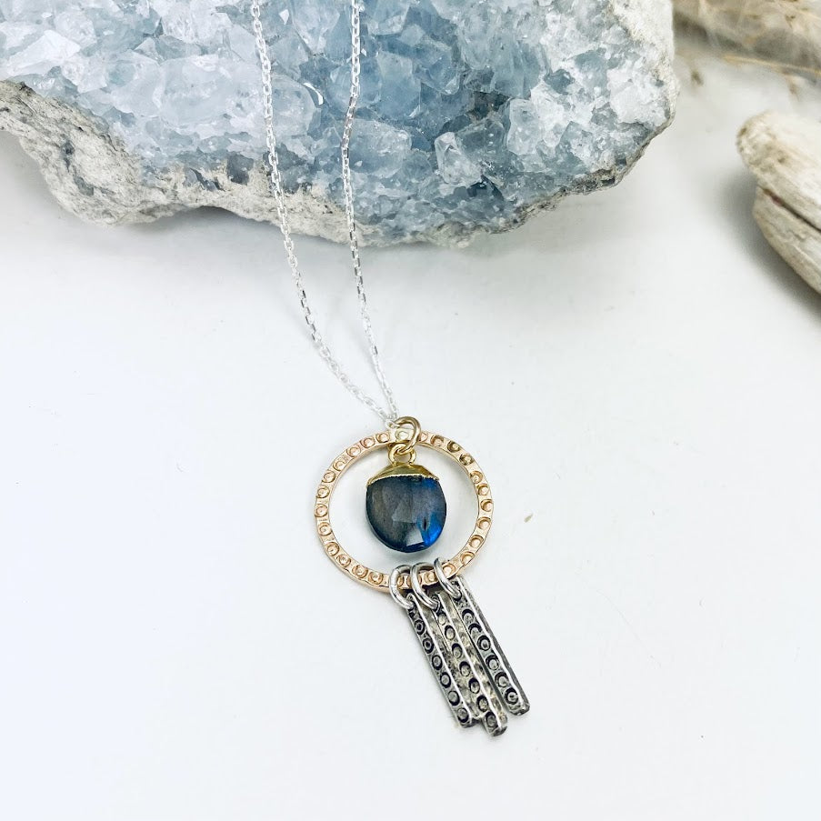 Labradorite Bars and Bubbles Necklace