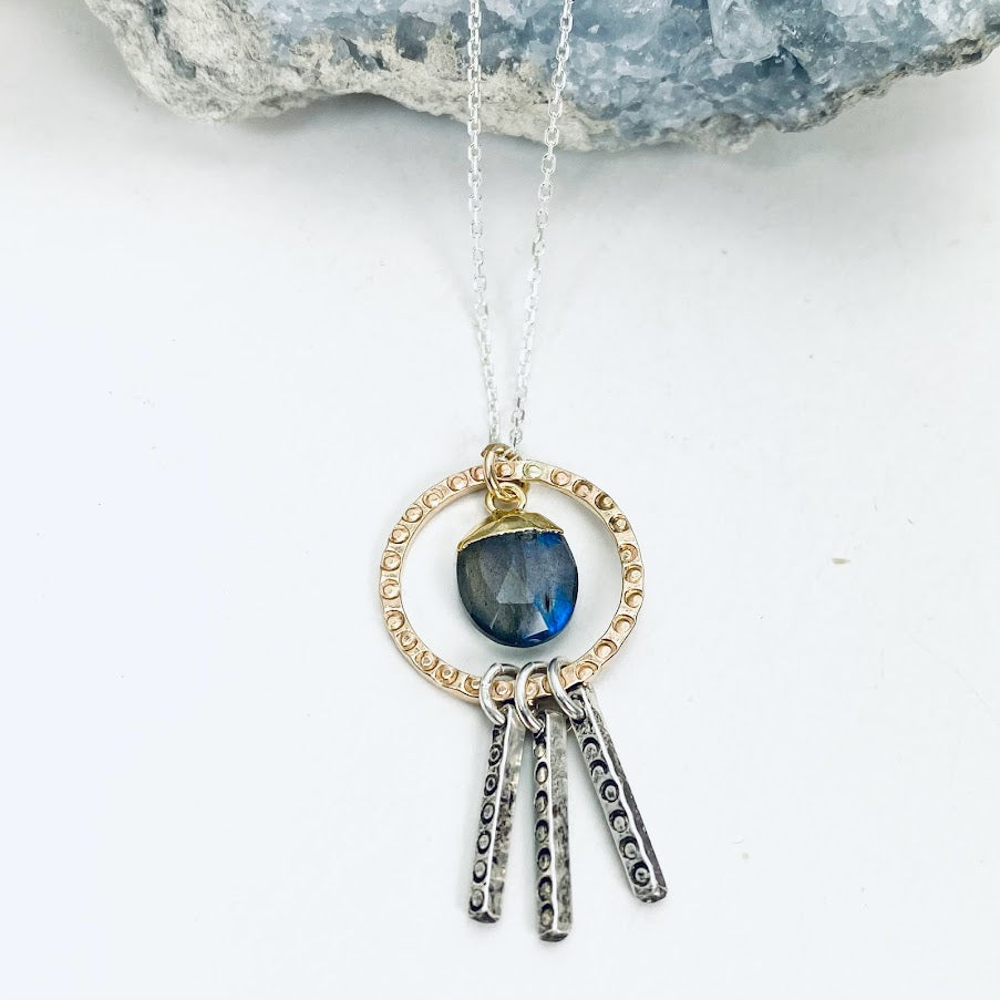 Labradorite Bars and Bubbles Necklace