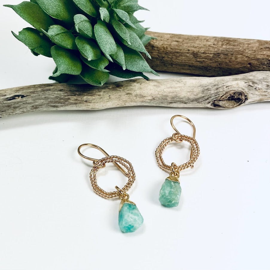 Raw Amazonite Earrings