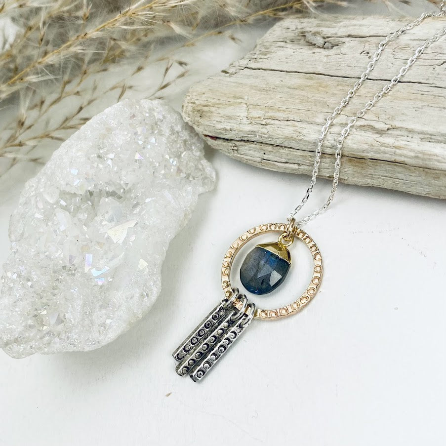 Labradorite Bars and Bubbles Necklace