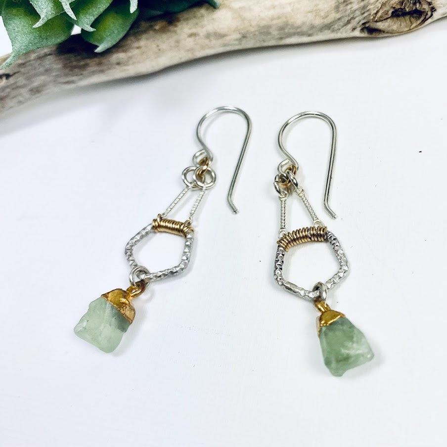 Phrenite Pentagon Earrings