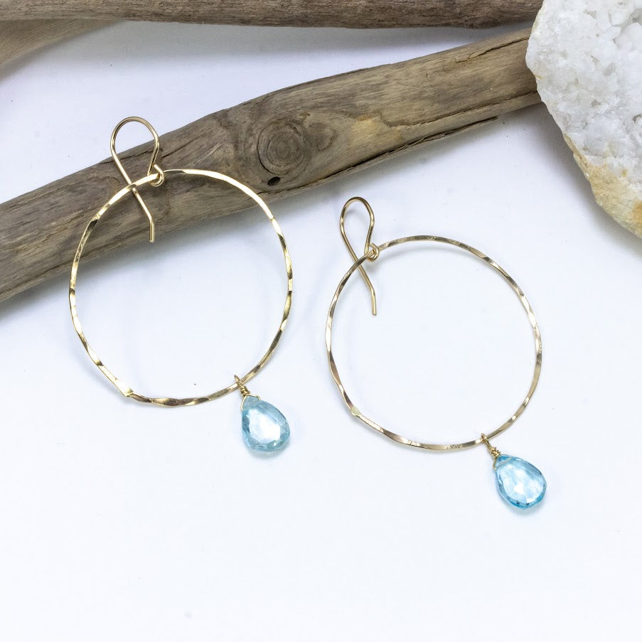 Blue Topaz Hoop Earrings