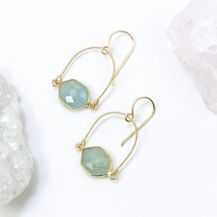 Aquamarine Arch Earrings