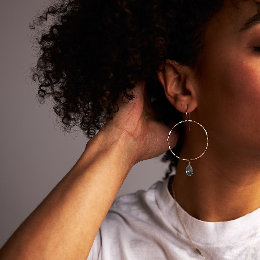 Blue Topaz Hoop Earrings