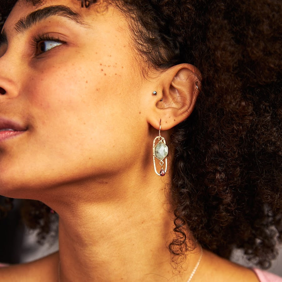 Aqua Garnet Earrings