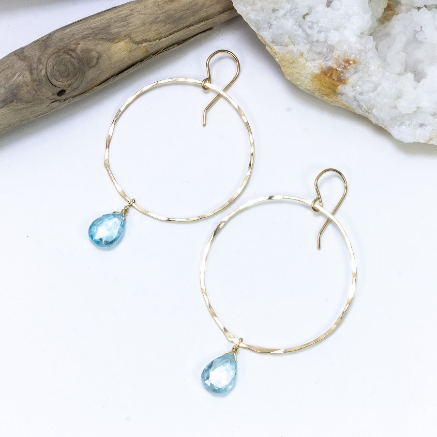 Blue Topaz Hoop Earrings