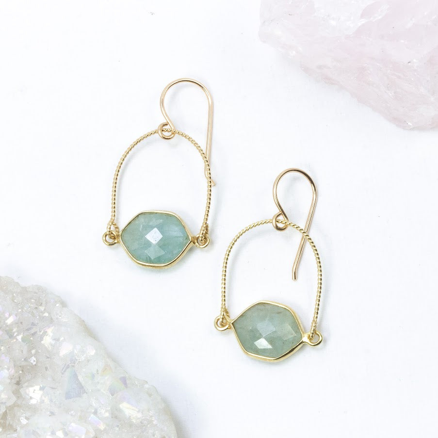 Aquamarine Arch Earrings