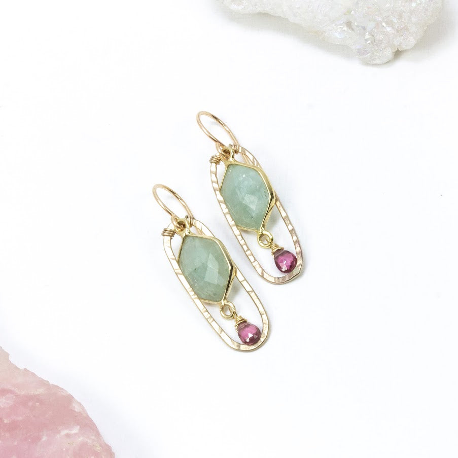 Aqua Garnet Earrings