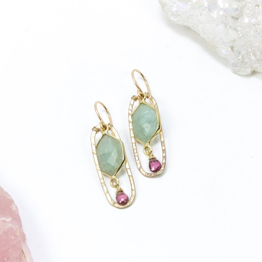 Aqua Garnet Earrings