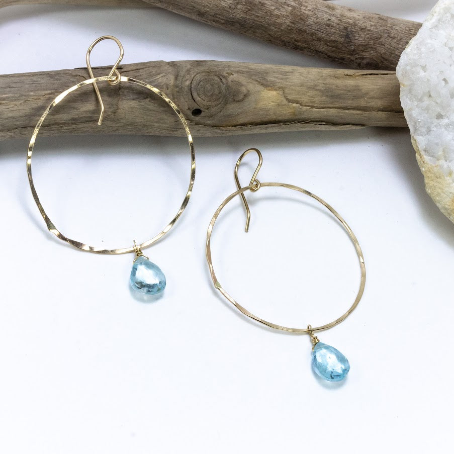 Blue Topaz Hoop Earrings
