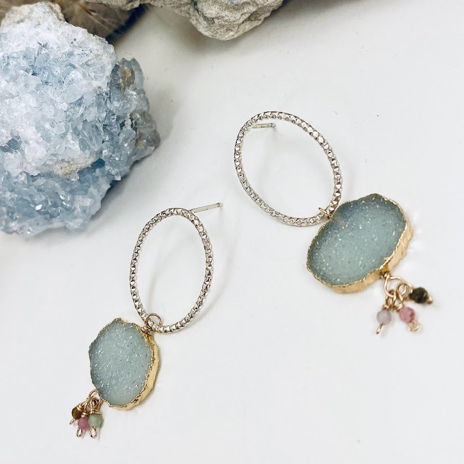 Dancing Druzy Post Earrings