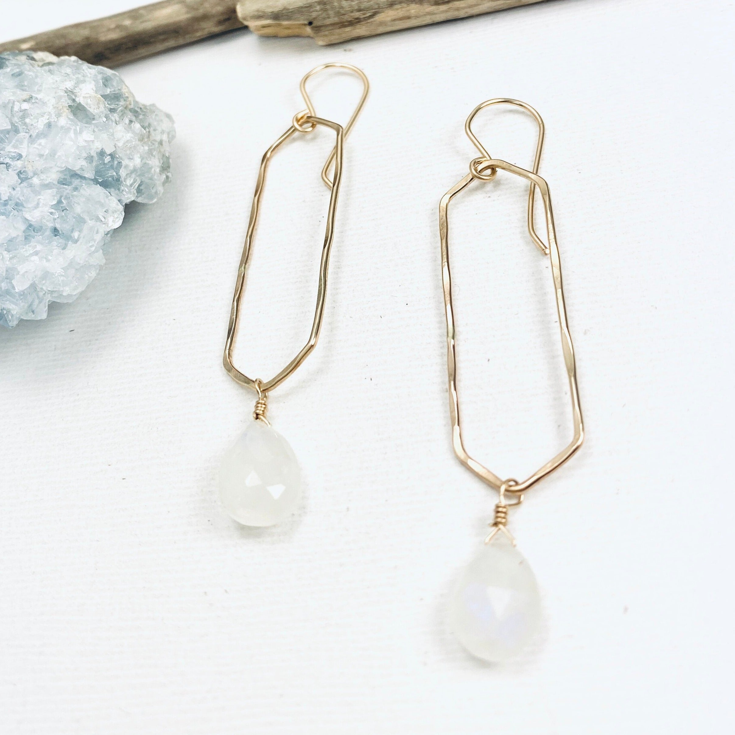 Geometric Moonstone Earrings