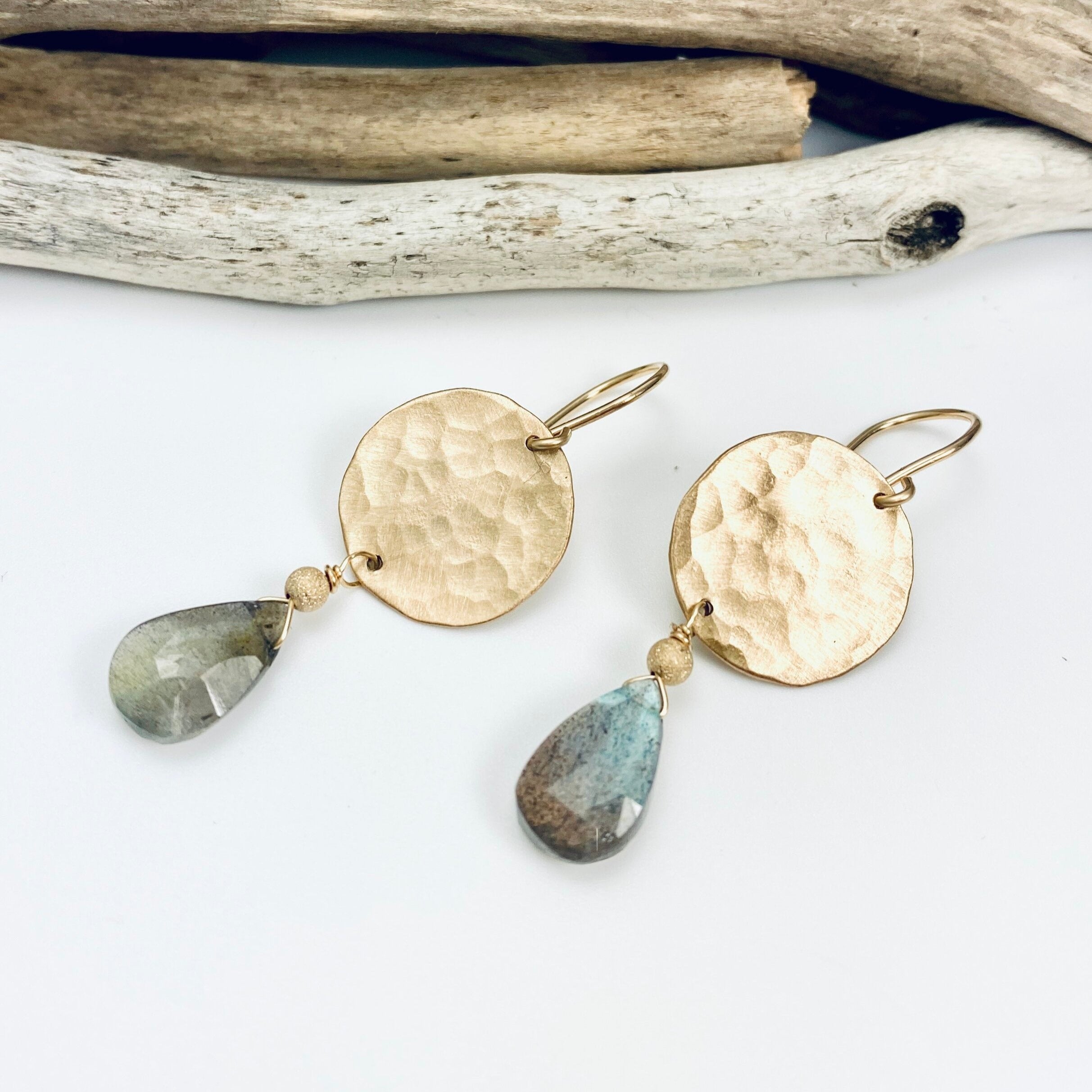 Labradorite Disc Earrings