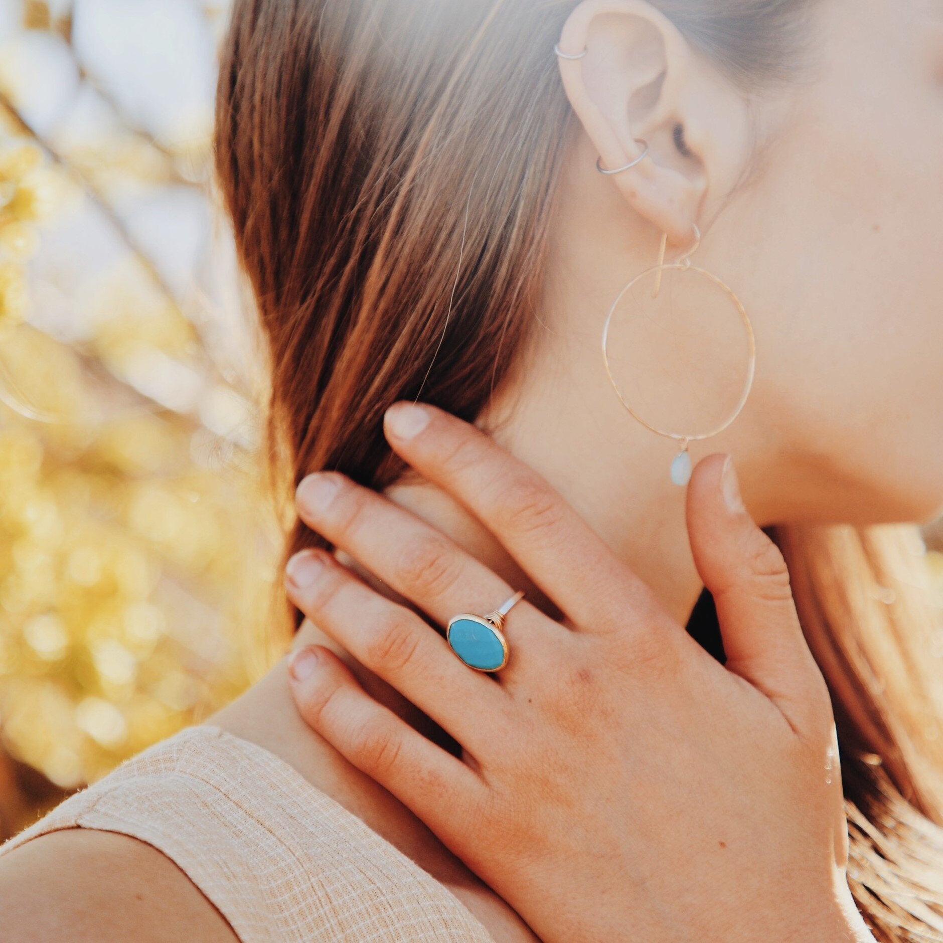 Chalcedony Ocean Hoops