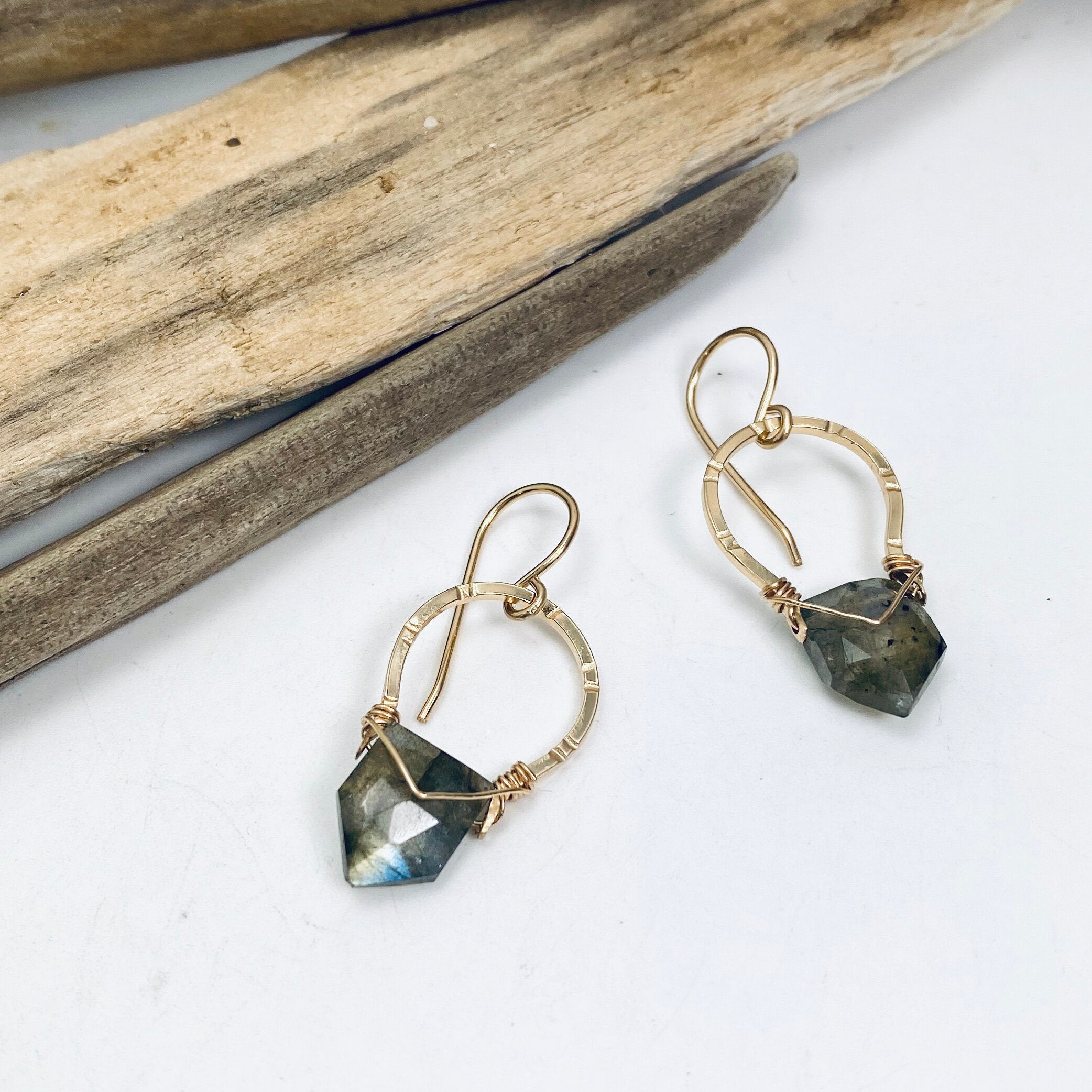 Labradorite Edge Earrings