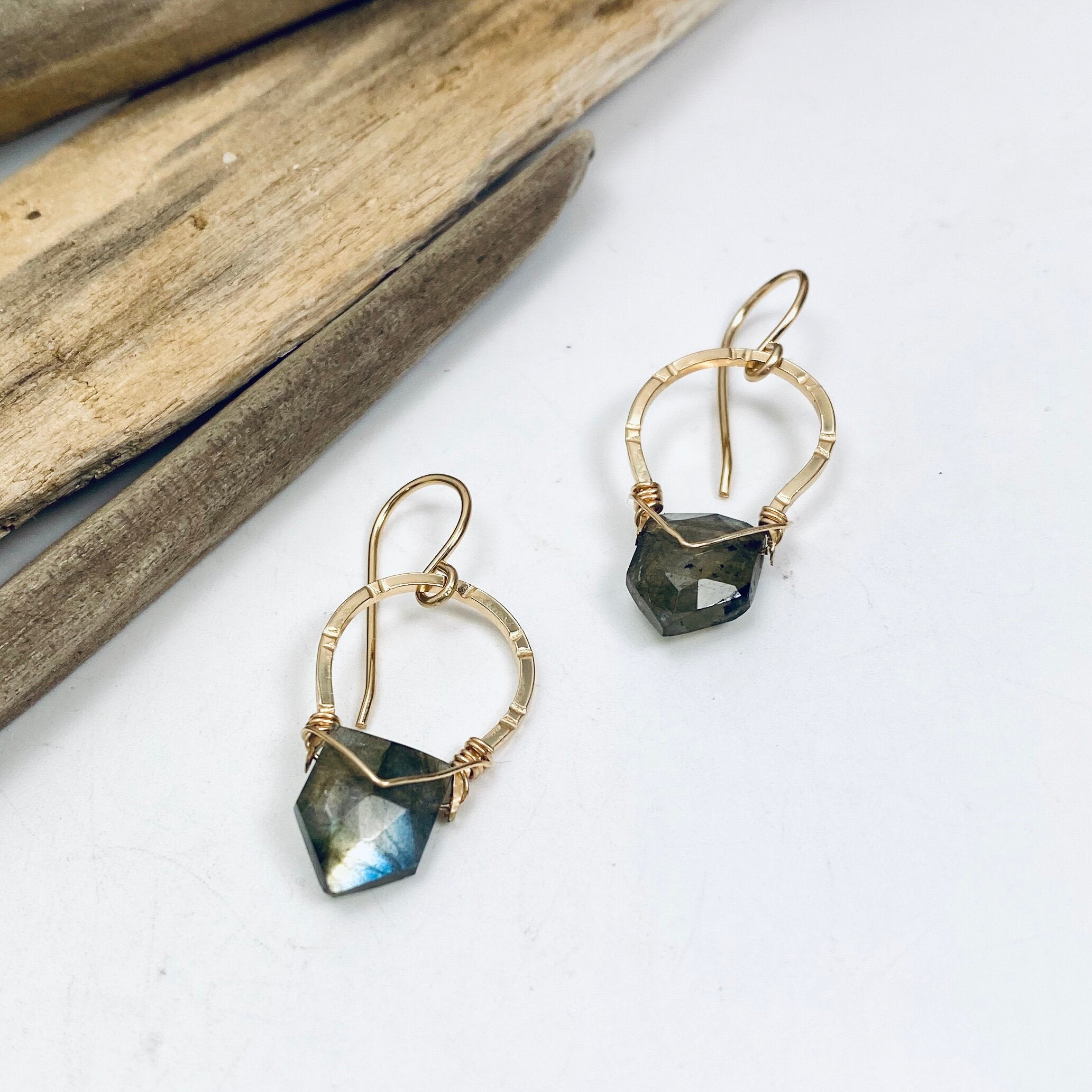 Labradorite Edge Earrings