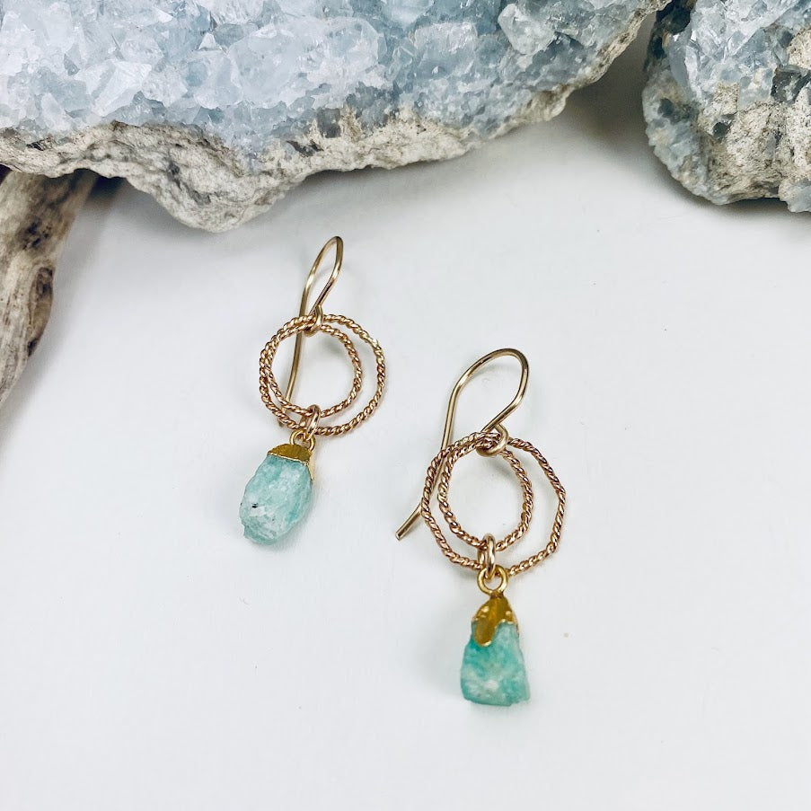 Raw Amazonite Earrings