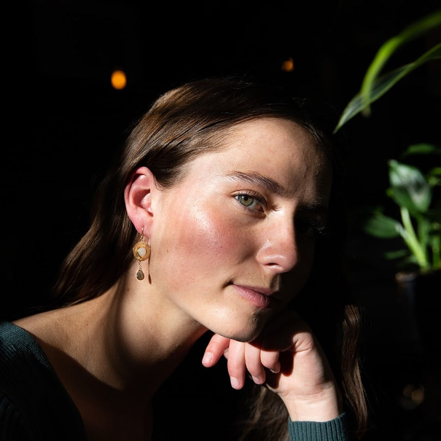Flashing Gemstone Disc Earrings