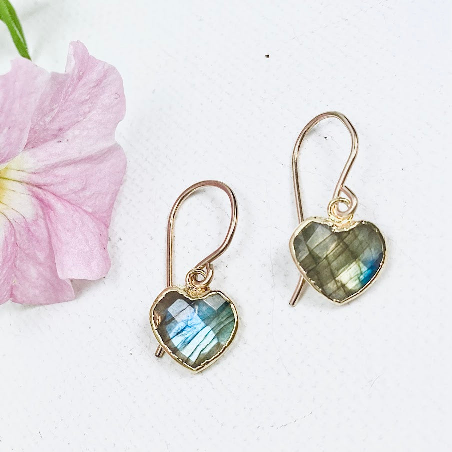 Gemstone Heart Earrings
