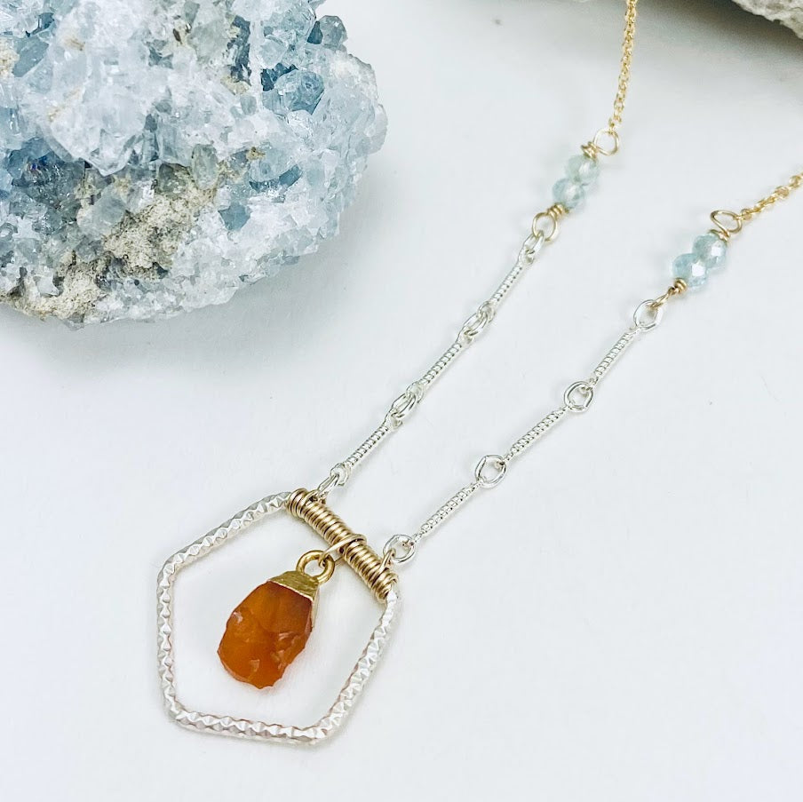 Carnelian Pentagon Necklace