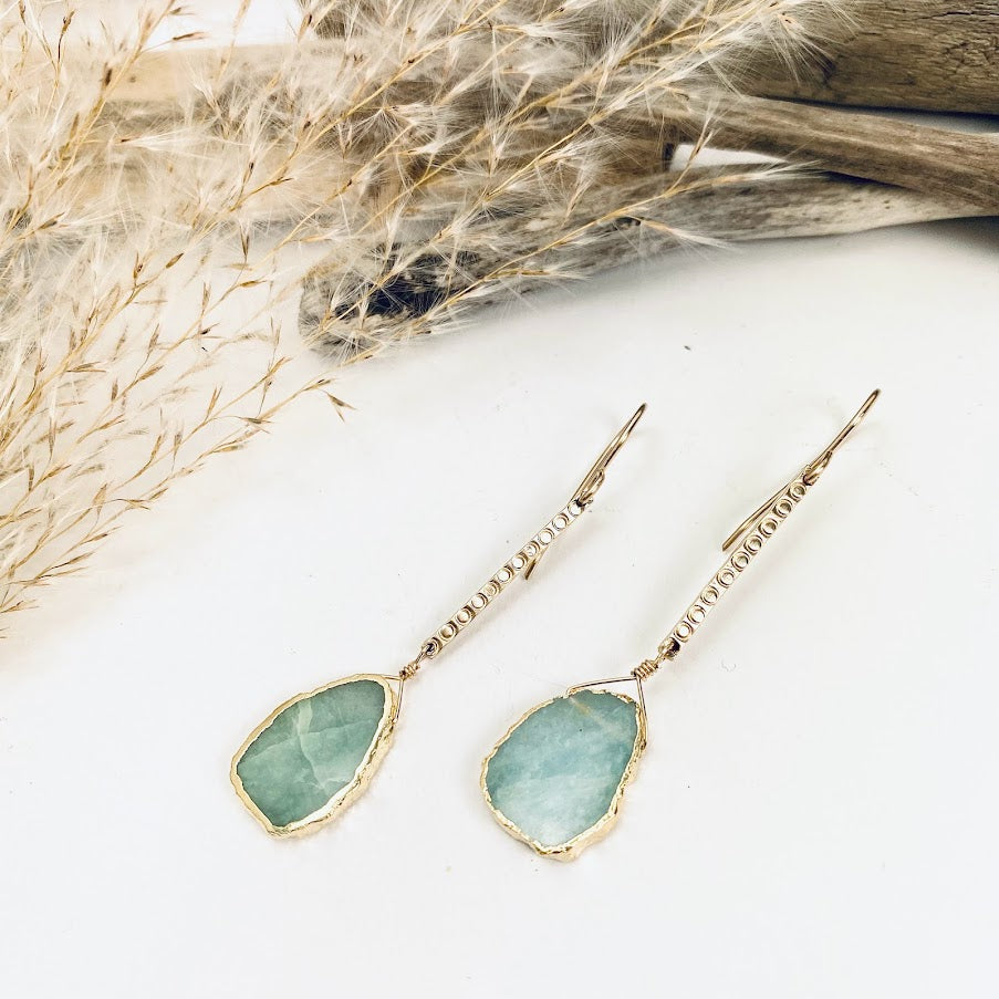 Aquamarine Pillar Earrings