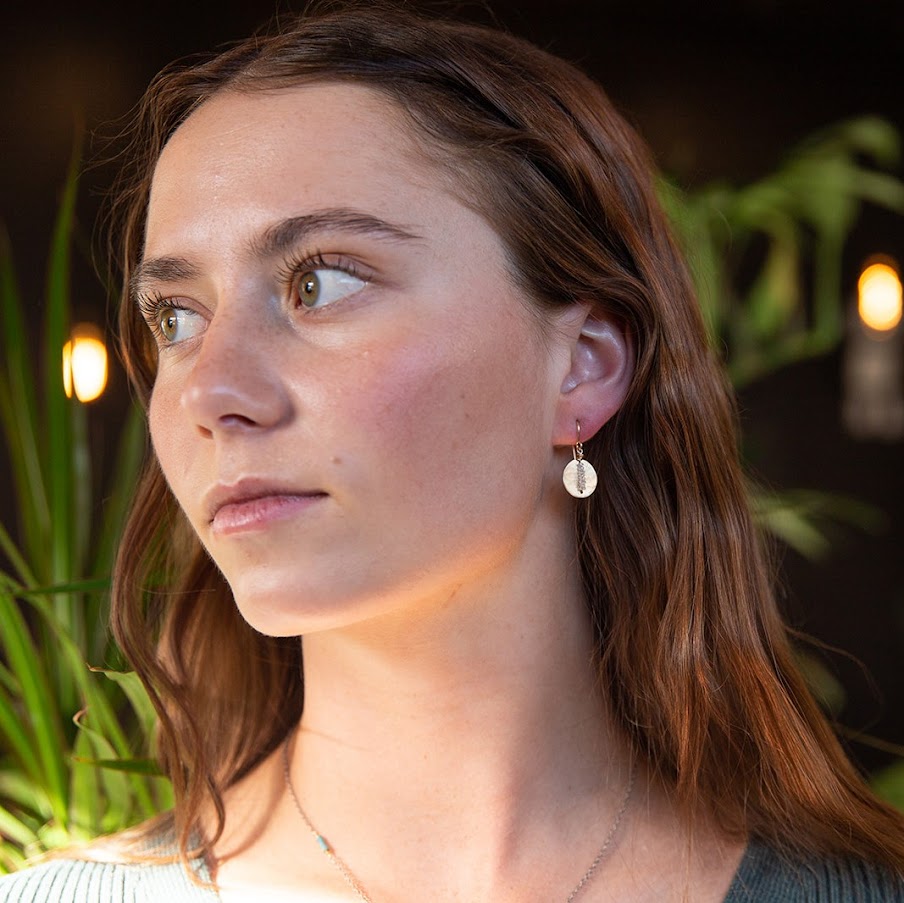 Mini Moonstone Disc Earrings