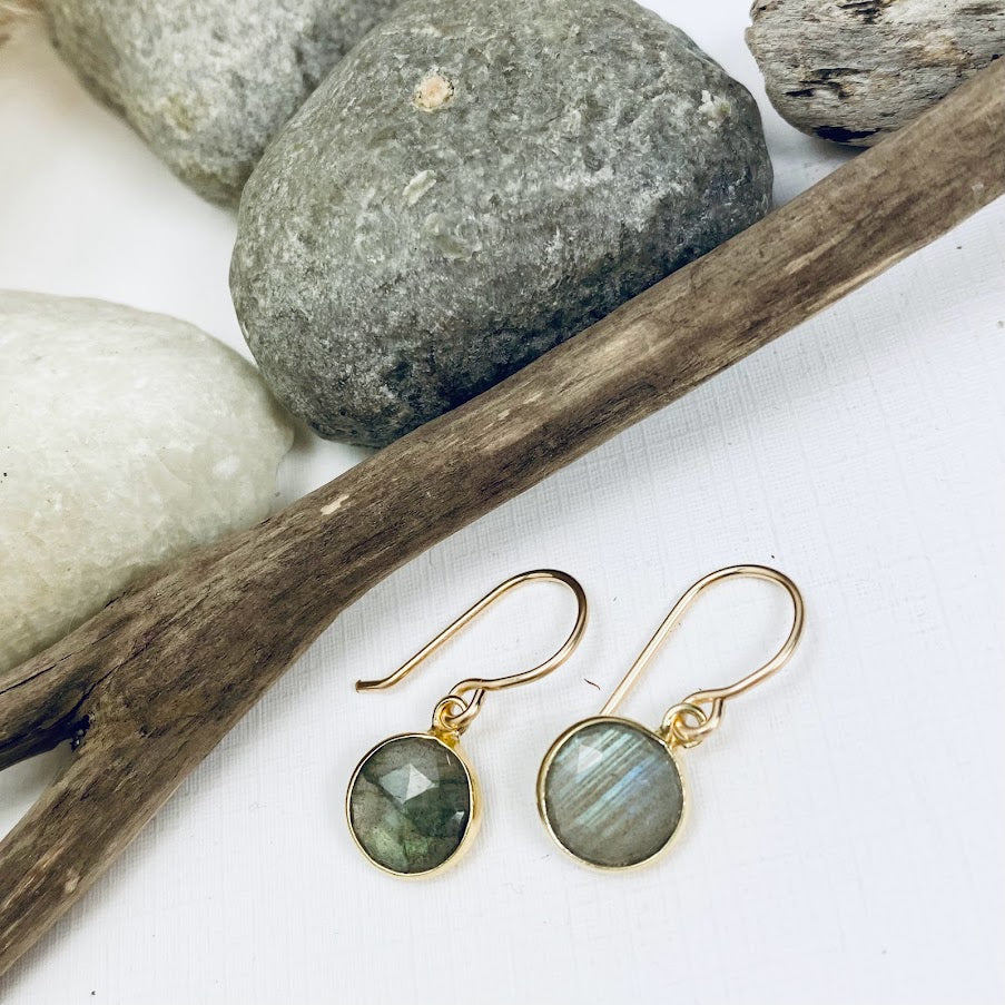 Coin Gemstone Earrings